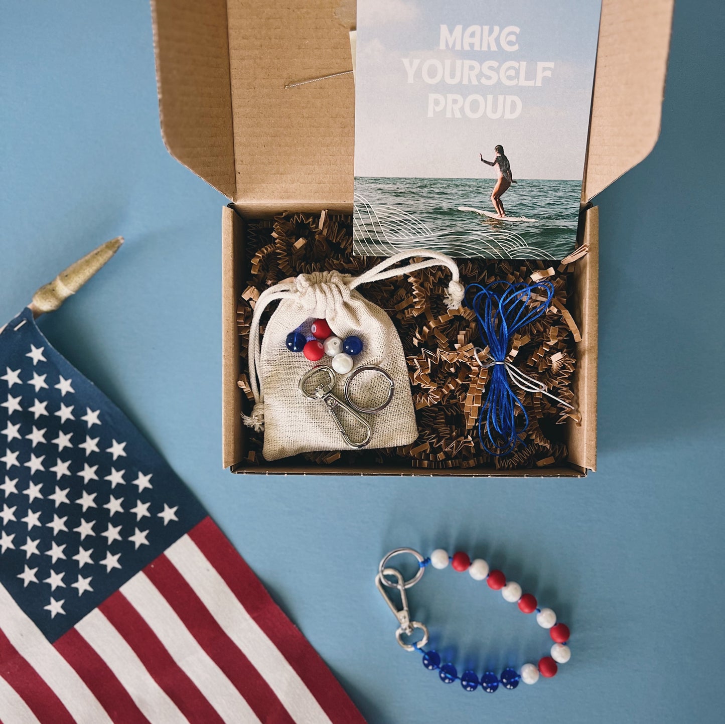 DIY Red, White & Blue Keychain Bracelet KIT + Tutorial