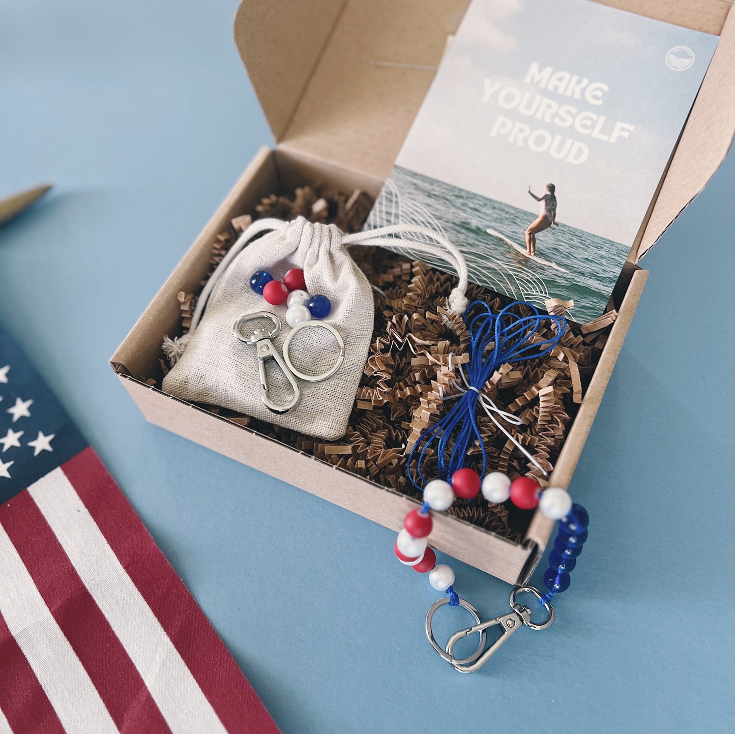 DIY Red, White & Blue Keychain Bracelet KIT + Tutorial