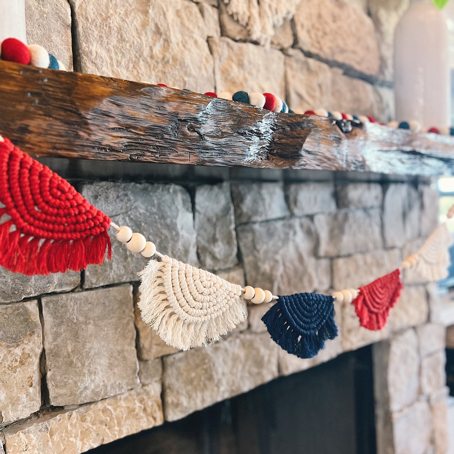 The Red, White, & Blue Bundle | American Flag Macrame Kit + 4th of July Macrame Bunting Garland Kit