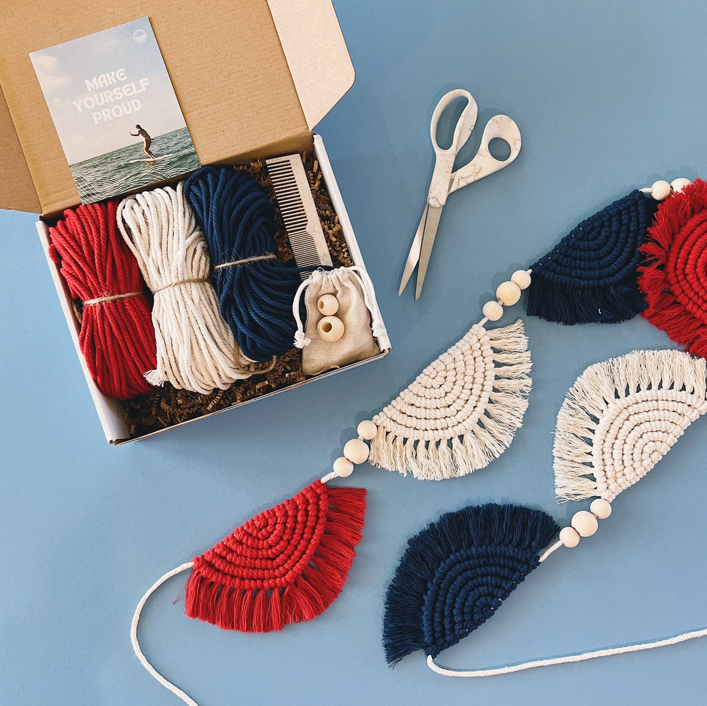 4th of July Macrame Bunting Garland Kit + Tutorial