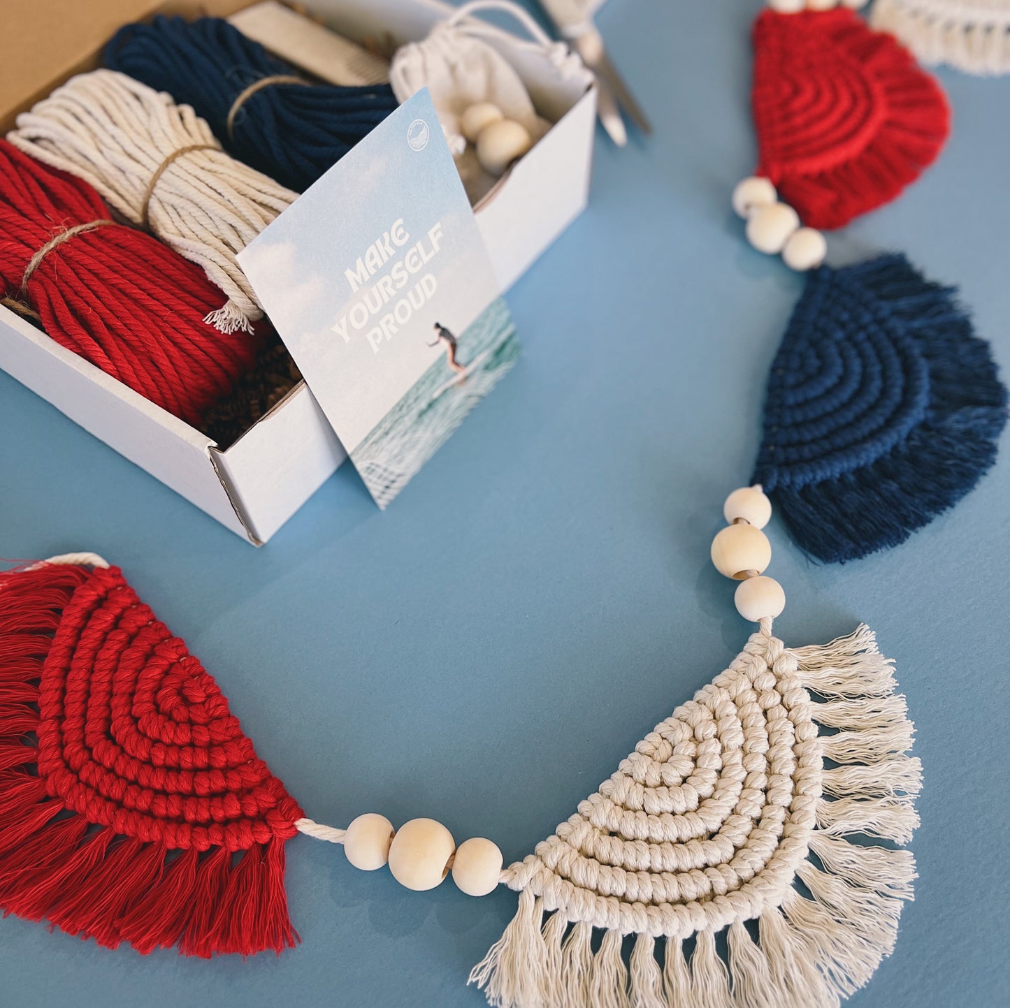 4th of July Macrame Bunting Garland Kit + Tutorial