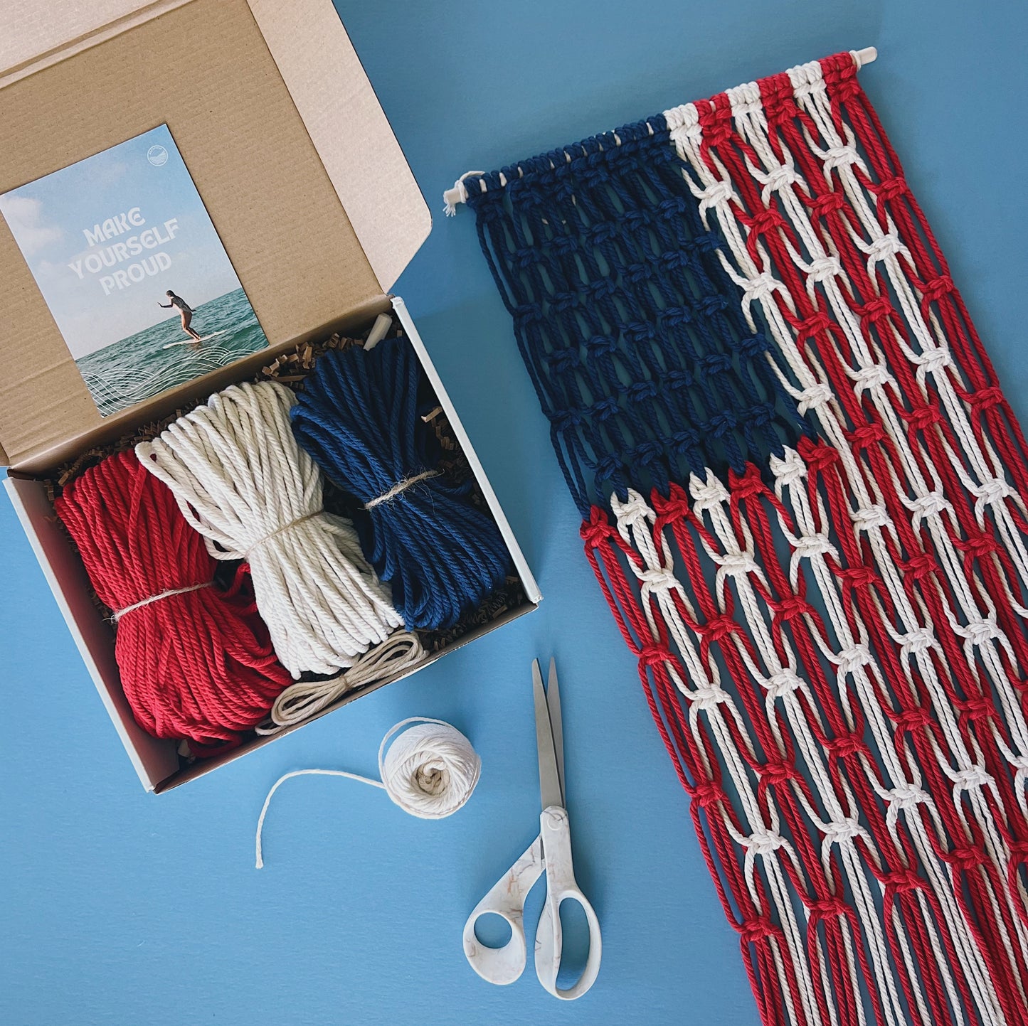 American Flag Macrame Craft Kit + Tutorial