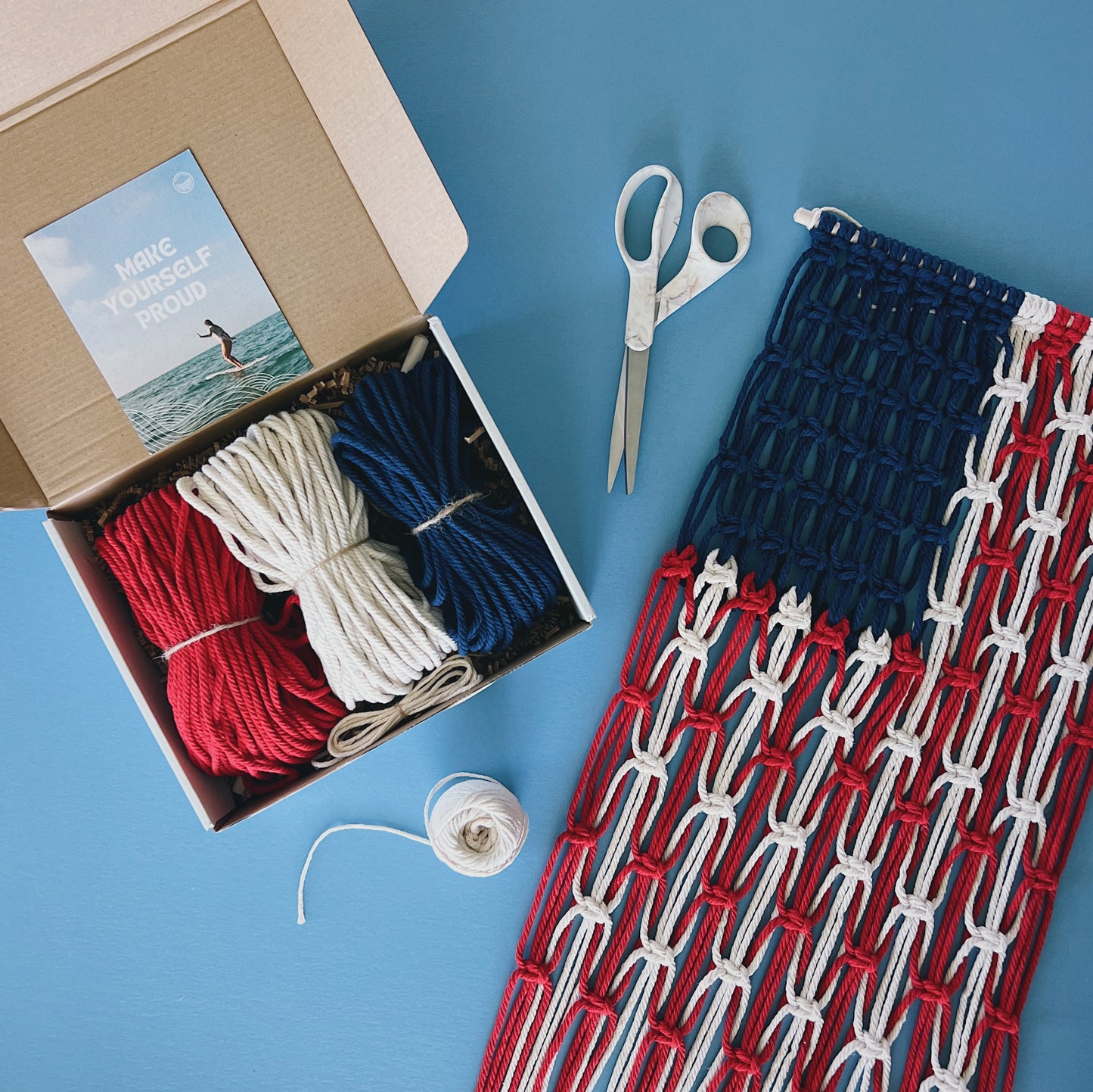 American Flag Macrame Craft Kit + Tutorial