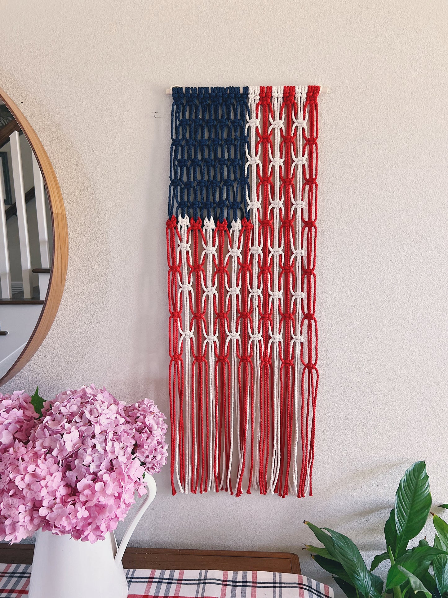 The Red, White, & Blue Bundle | American Flag Macrame Kit + 4th of July Macrame Bunting Garland Kit